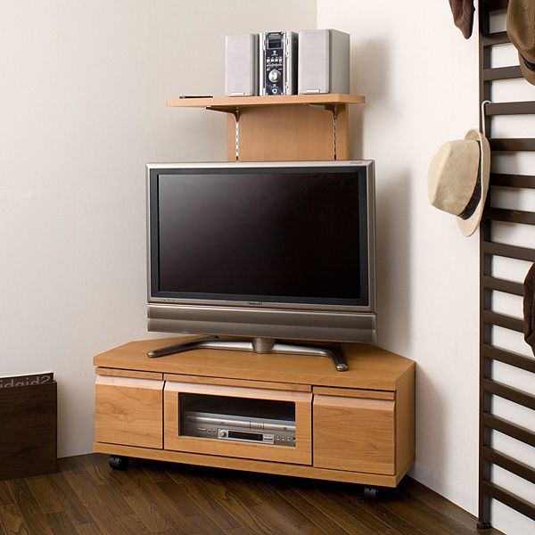 Recent Huonest: Tv Stand Corner Type Completed Triangle With Back Panel Within 100cm Tv Stands (View 6 of 20)
