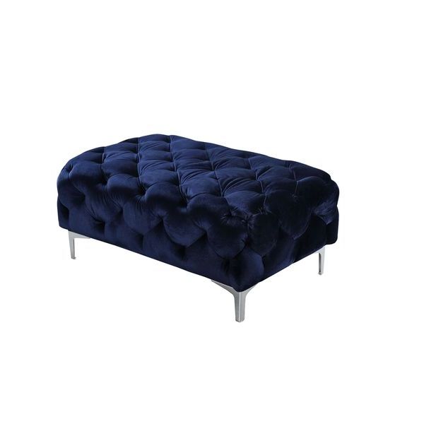 Shop Meridian Mercer Navy Velvet Ottoman – Free Shipping Today Throughout 2017 Mercer Foam Oversized Sofa Chairs (View 17 of 20)