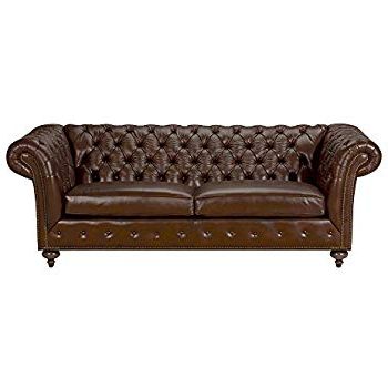 Trendy Amazon: Ethan Allen Mansfield Leather Sofa, 89" Sofa, Omni Brown Regarding Mansfield Cocoa Leather Sofa Chairs (View 4 of 20)