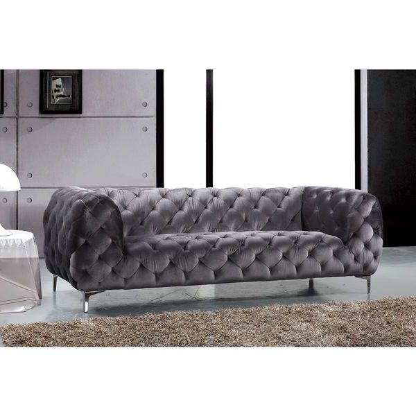Well Liked Shop Meridian Mercer Grey Velvet Sofa – Free Shipping Today With Regard To Mercer Foam Oversized Sofa Chairs (View 3 of 20)