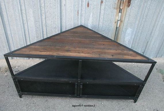 2017 Industrial Corner Tv Stands Pertaining To Corner Unit, Corner Tv Stand. Vintage Industrial Corner Cabinet (Photo 3 of 20)