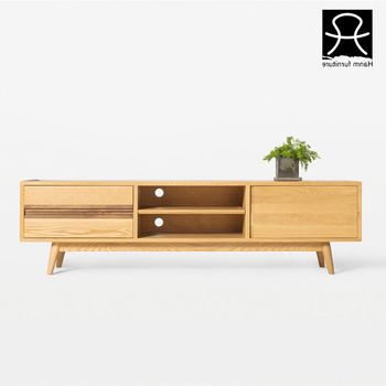 2017 Modern Wooden Tv Stands Within Hanm Design Oak Long Wood Tv Cabinet With Showcase Modern Tv Stand (Photo 1 of 20)