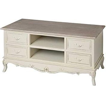 2017 Shabby Chic Antique Cottage Country Cream Television Tv Stand In Shabby Chic Tv Cabinets (View 3 of 20)