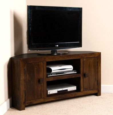 2018 Large Corner Tv Cabinets Intended For Dakota Dark Mango Large Corner Tv Unit (View 10 of 20)