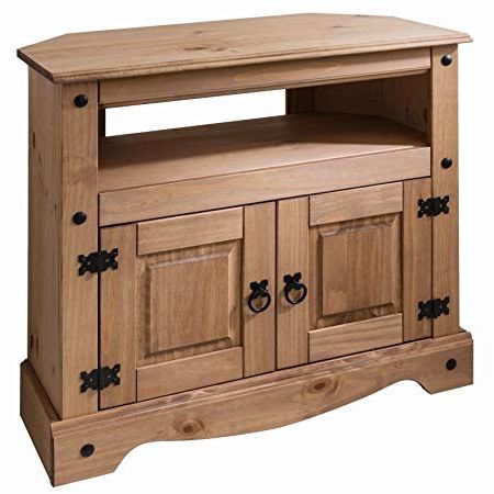 2018 Wooden Tv Stands With Doors Intended For Corona Wooden Tv Stand Corner Unit Cabinet – Solid Wood: Amazon (View 14 of 20)