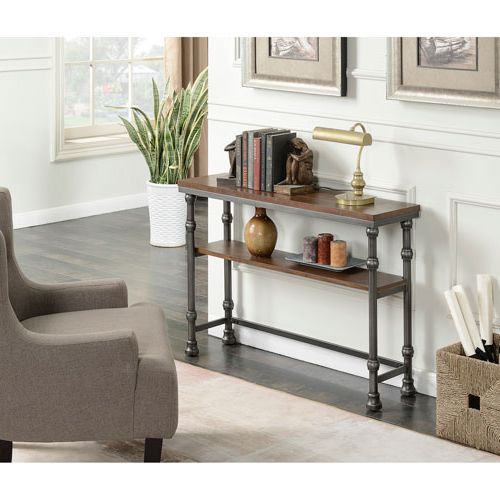 2018 Yukon Natural Console Tables Inside Convenience Concepts Yukon Dark Rustic Oak Console Table  (View 7 of 20)