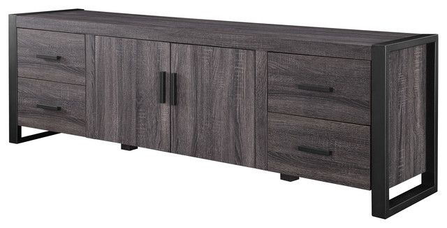 70" Wood Tv Stand Console – Transitional – Entertainment Centers And With Favorite Grey Wood Tv Stands (View 11 of 20)