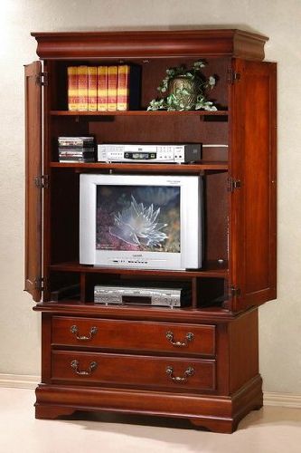 Amazon: Beautiful Cherry Finish Solid Wood Tv Armoire Stand With Regard To 2018 Cherry Tv Armoire (View 18 of 20)