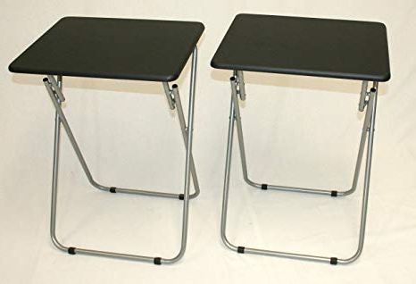 Amazon: Ehemco Set Of 2 Folding Tv Trays Tv Tables – Black Tops In Widely Used Folding Tv Trays (View 10 of 20)