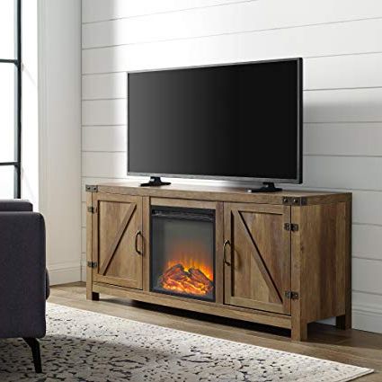 Amazon: Home Accent Furnishings New 58 Inch Barn Door Fireplace Within Best And Newest Kilian Grey 49 Inch Tv Stands (View 2 of 20)