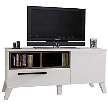 Amazon: Wood Tv Standclskn: White Walnut Table For Flat With Best And Newest Wooden Tv Cabinets (Photo 11 of 20)