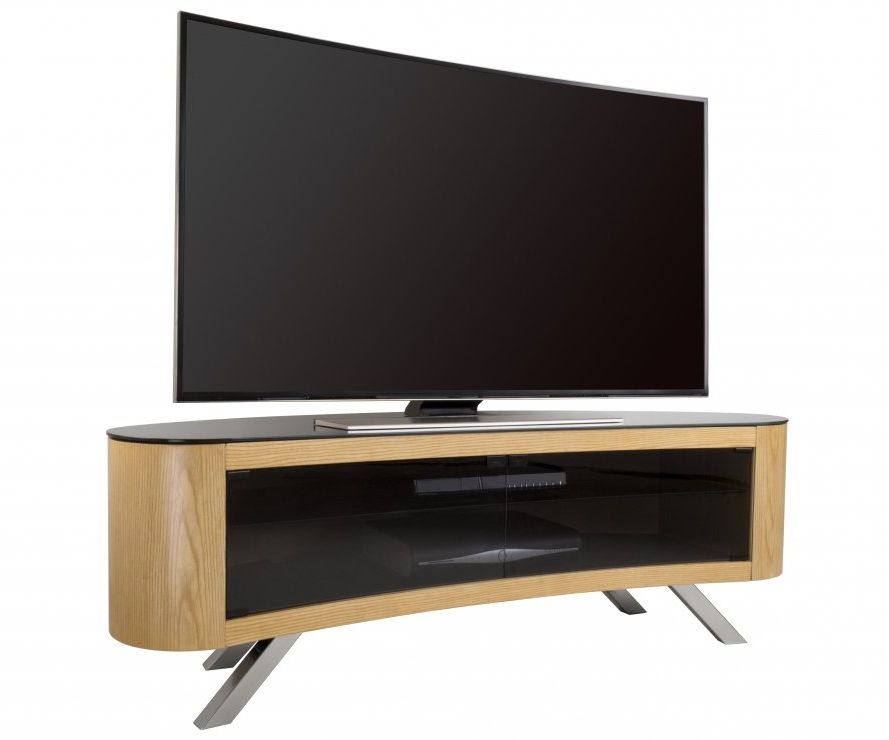 Avf Bay Curved Tv Stand In Oak Pertaining To Fashionable Curve Tv Stands (Photo 1 of 20)