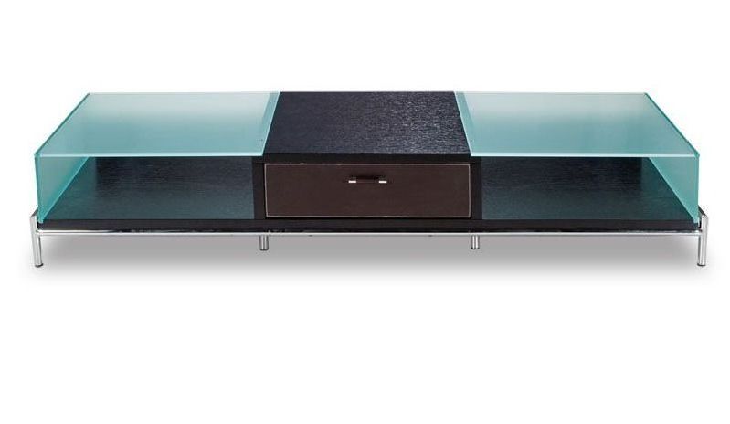 Best And Newest Contemporary Frosted Glass And Wood Tv Stand On Chrome Legs Regarding Contemporary Glass Tv Stands (View 4 of 20)