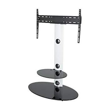 Best And Newest White Cantilever Tv Stands Inside King Cantilever Tv Stand With Bracket Satin White Oval: Amazon.co (View 11 of 20)