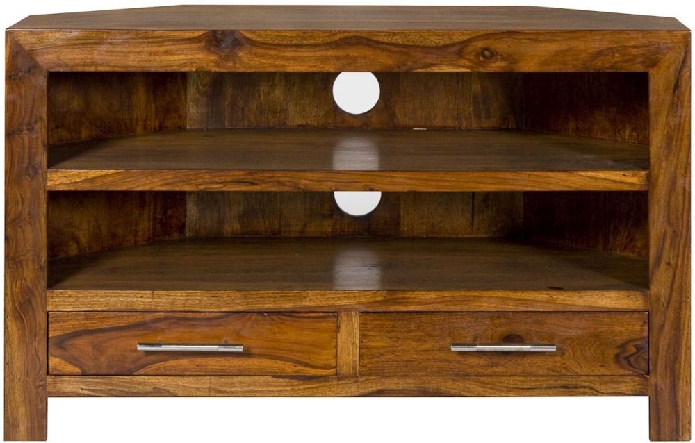 Buy Cuban Petite Sheesham Corner Tv Cabinet Online – Cfs Uk With Most Popular Wood Corner Tv Cabinets (View 1 of 20)