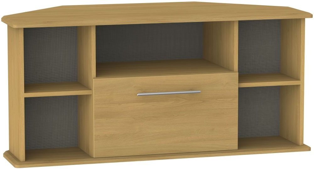 Contemporary Oak Tv Cabinets Inside 2017 Buy Welcome Living Room Furniture Modern Oak 1 Drawer Corner Tv Unit (View 7 of 20)