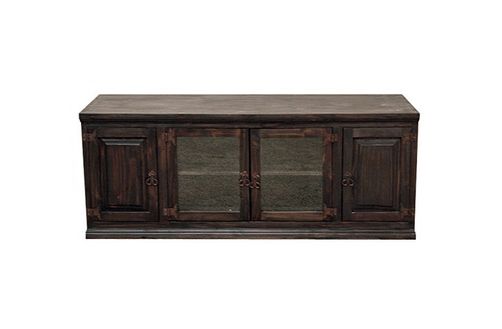 Dark Wood Tv Stands In Well Known Dark 60" Tv Stand With Glass Doors Flat Screen Console Rustic (View 3 of 20)