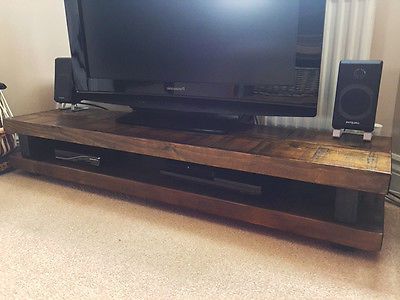 Dark Wood Tv Stands In Well Liked N7 Solid Wood Tv Stand Dark Oak Distressed Timber Rustic Chunky (View 4 of 20)