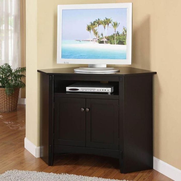 Door Corner Tv Stands At Brookstone—buy Now With Regard To Current Small Corner Tv Stands (Photo 16 of 20)
