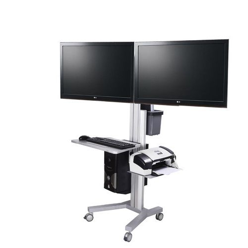 Dual Tv Stands In Most Up To Date Dual Tv Floor Stand / Video Conference Trolley Vct09 D – Rife (View 19 of 20)