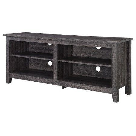 Ducar 84 Inch Tv Stands Within Most Recently Released Open Shelf Wood Tv Stand – Charcoal (58") – Walker Edison : Target (View 4 of 20)
