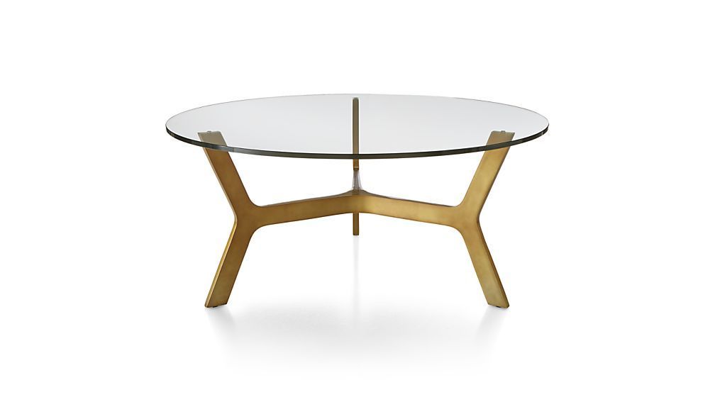 Elke Round Glass Coffee Table With Brass Base (View 9 of 20)