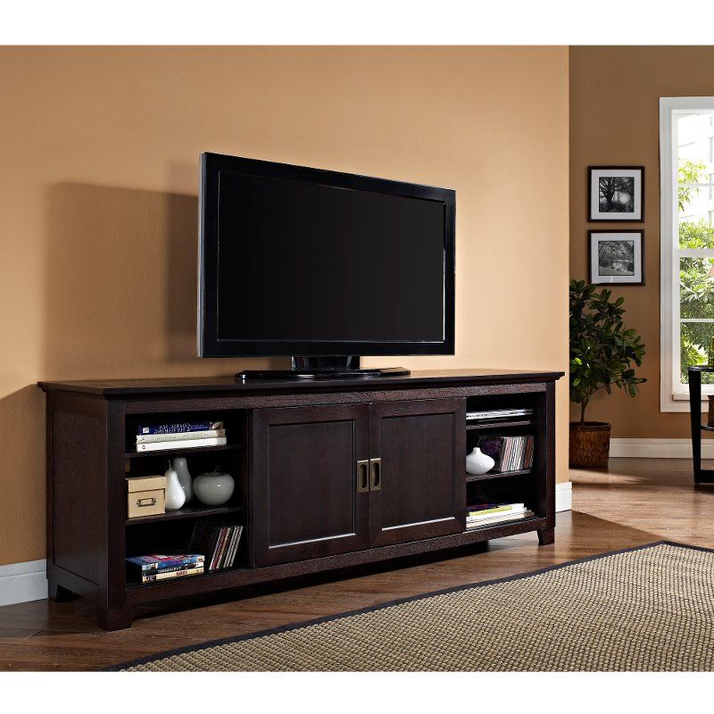 Espresso Tv Stand With Sliding Door (70 Inch) (View 12 of 20)