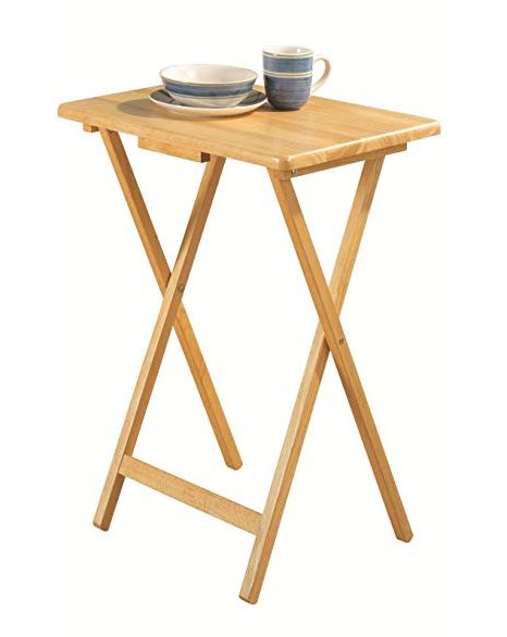 Famous Amazon: Pj Wood Folding Tv Tray & Snack Table – Natural: Kitchen Throughout Folding Wooden Tv Tray Tables (View 3 of 20)