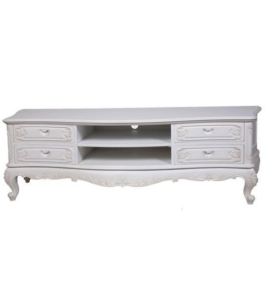 Famous French Tv Cabinets Intended For Baroque French Style Tv Cabinet (entertainment Unit) – Antique White (View 3 of 20)