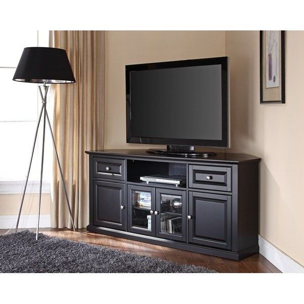 Fashionable Black Corner Tv Stands For Tvs Up To 60 Throughout Corner Entertainment Center For 60" Flat Screen (Photo 1 of 20)