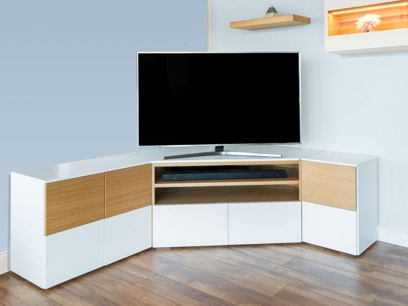 Fashionable Corner Tv Stands With Drawers Inside Contemporary Solid Wood Corner Tv Unit With Optional Matching Living (Photo 2 of 20)
