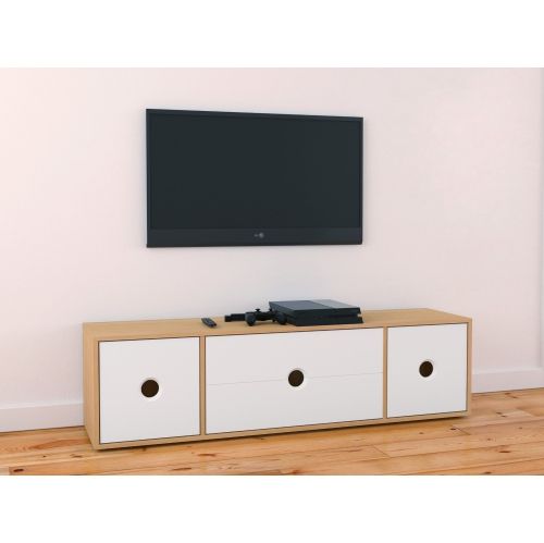 Fashionable Maple Tv Stands Intended For Nexera 602139 Domino Tv Stand, 60 Inch, Natural Maple And White : Tv (View 19 of 20)