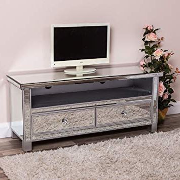 Favorite Widescreen Tv Stands Within Large Silver Mirrored Tv Cabinet Unit Widescreen Television Stand (View 1 of 20)