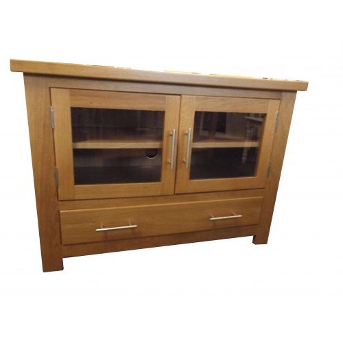 Finewood Studios (furniture) Ltd. – Oak Tv Unit With Glass Doors – P215 Intended For Famous Oak Tv Cabinets With Doors (Photo 17 of 20)