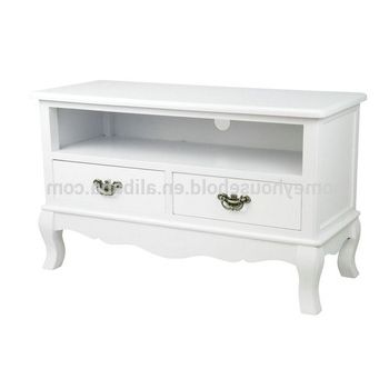 French Style White Shabby Chic Elegant Small Cabinet Low Tv Unit For Fashionable French Style Tv Cabinets (View 15 of 20)