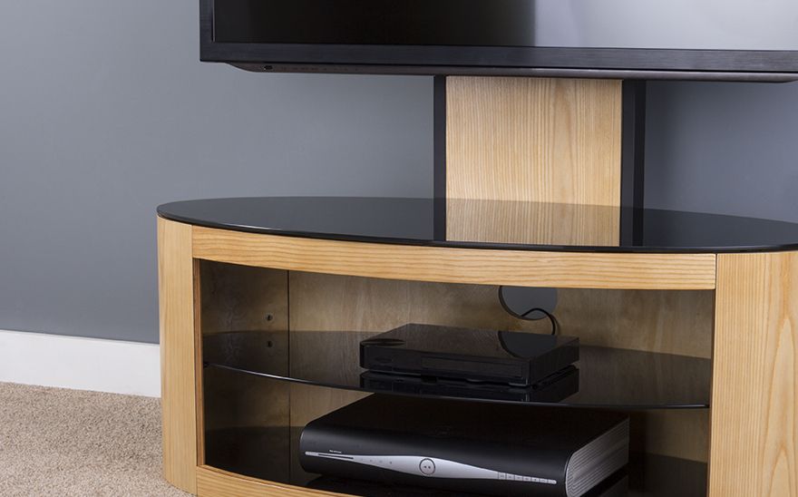 Glass And Oak Tv Stands In Well Known Buckingham Oak Cantilever Tv Stand For Up To 55 Inch (View 16 of 20)