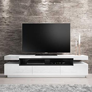 Gloss Tv Stands With Regard To Famous Evoque White High Gloss Tv Stand Unit With Chrome Legs Range: Amazon (View 8 of 20)