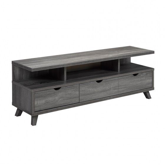 Grey Wooden Tv Stand With Drawers Br04 172003 Pertaining To Well Known Grey Wood Tv Stands (View 3 of 20)