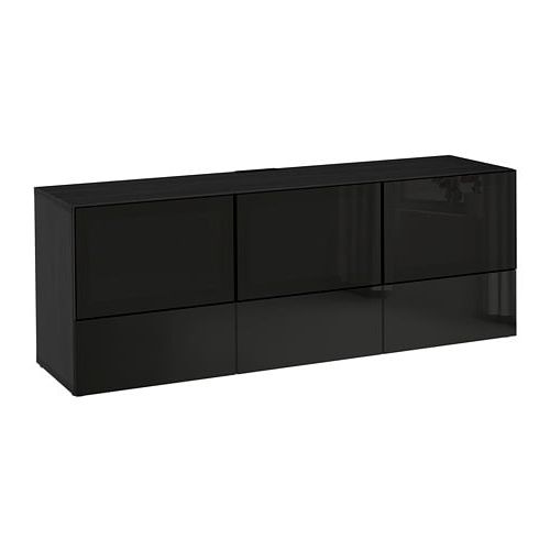 Ikea White Gloss Tv Units In Fashionable Bestå Tv Unit With Doors And Drawers – Black Brown/selsviken High (View 18 of 20)