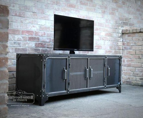 Industrial Metal Tv Stands Intended For Best And Newest Media Console Industrial Modern All Steel Tv Stand Cabinet (Photo 1 of 20)