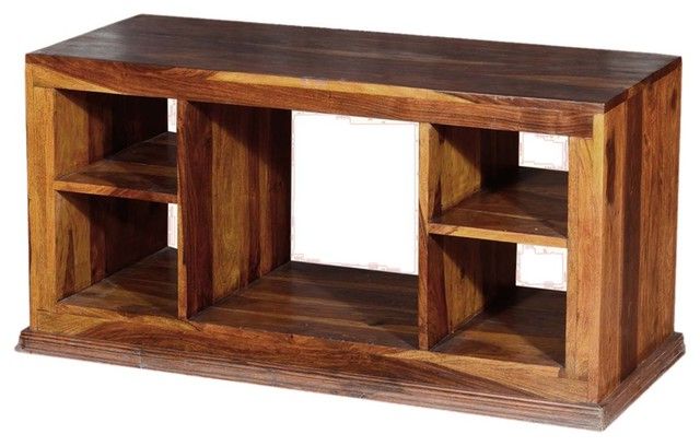 Latest Hardwood Tv Stands Regarding Dallas Contemporary Solid Hardwood Open Back Tv Stand Media Console (Photo 1 of 20)