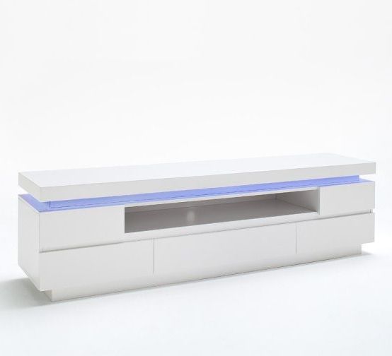 Latest Odessa 5 Drawer Lowboard Tv Stand In High Gloss White With Led With Modern White Gloss Tv Stands (View 12 of 20)
