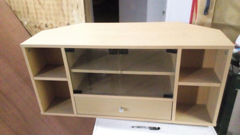 Long Light Brown Wood Tv Stand With Glass Doors (View 8 of 20)