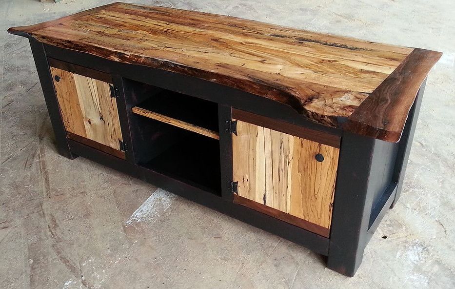 Maple Tv Cabinets With Most Popular Custom Spalted Maple Live Edge Tv Standeduardo Custom Furniture (Photo 1 of 20)