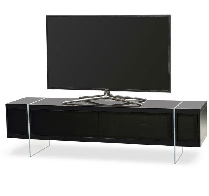 Mda Designs Space 1600 Hybrid Gloss Black Tv Stand Inside Most Current Long Black Tv Stands (View 5 of 20)