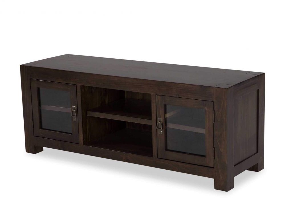 Medium Dark Pine Tv Unit – Montreal – Ez Living Furniture With Regard To Well Known Glass Fronted Tv Cabinet (View 4 of 20)