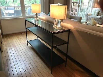 Metal And Glass Crate&barrel Kyra Sofa Table – $ (View 6 of 20)