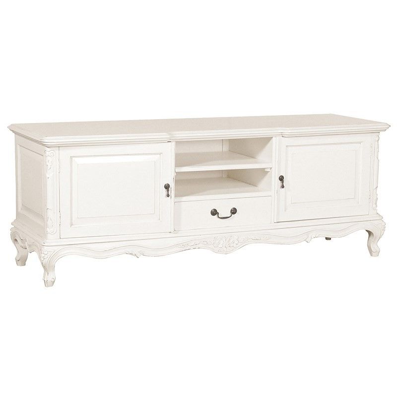 Most Current Chateau Antique White French Style Low Tv Cabinet (View 15 of 20)