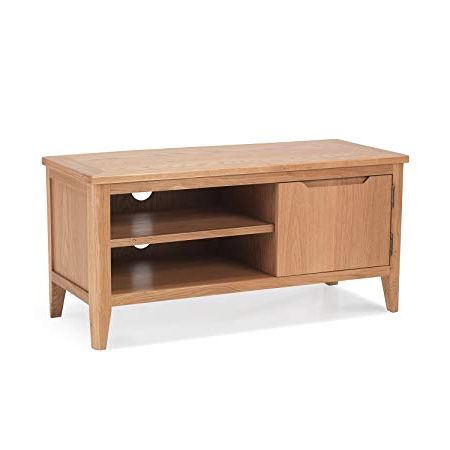 Most Current Oslo – Small Oak Tv Stand / 1 Door 2 Shelf Tv Unit: Amazon.co (View 6 of 20)