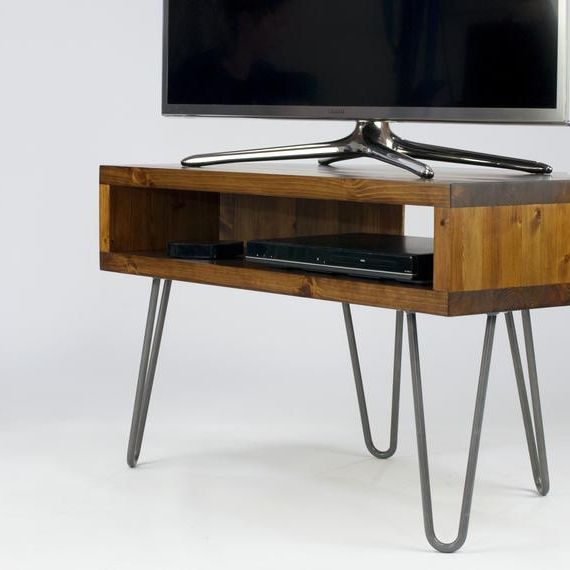 Most Popular Retro Corner Tv Stands With Vintage Retro Corner Corner Tv Stand W/ Metal Hairpin Legs (View 10 of 20)